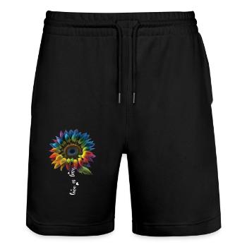 Rainbow Sunflower Love Is Love LGBT Gay Lesbian - Stanley/Stella Trainer Unisex Organic Jogging Shorts - black - Front - Nik (191cm) & Marisol (170cm)