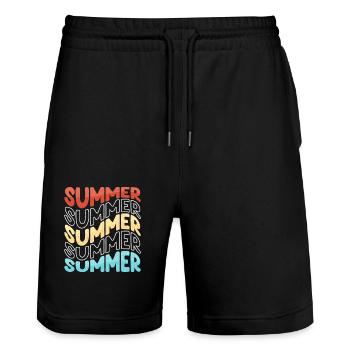 Summer - Stanley/Stella Unisex Bio Joggingshorts Trainer  - Schwarz - Vorne - Nik (191cm) & Marisol (170cm)