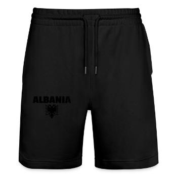 Albania Albanian Eagle Albania Pride Albanians - Stanley/Stella Trainer Unisex Organic Jogging Shorts - black - Front - Nik (191cm) & Marisol (170cm)