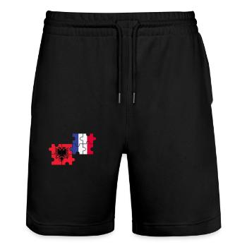 Albanie France Drapeau Albanais français - Short de jogging bio TRAINER Stanley/Stella unisexe - noir - Devant - Nik (191cm) & Marisol (170cm)