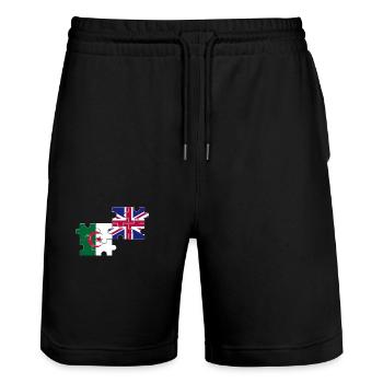 Algeria British flag British Algerian - Stanley/Stella Trainer Unisex Organic Jogging Shorts - black - Front - Nik (191cm) & Marisol (170cm)