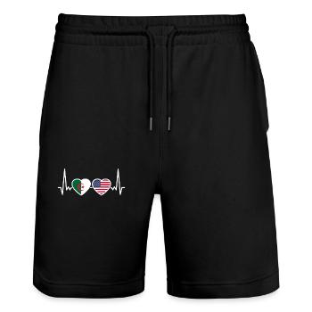Albanien USA Herzschlag Flagge Albanisch - Stanley/Stella Unisex Bio Joggingshorts Trainer  - Schwarz - Vorne - Nik (191cm) & Marisol (170cm)