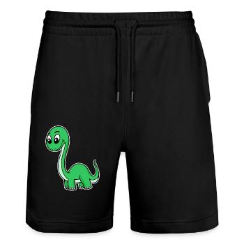 Dino vert - Short de jogging bio TRAINER Stanley/Stella unisexe - noir - Devant - Nik (191cm) & Marisol (170cm)