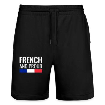 Français et fière France Drapeau français - Short de jogging bio TRAINER Stanley/Stella unisexe - noir - Devant - Nik (191cm) & Marisol (170cm)