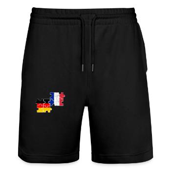 France Germany Flag German French - Stanley/Stella Trainer Unisex Organic Jogging Shorts - black - Front - Nik (191cm) & Marisol (170cm)