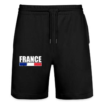 France France Drapeau français Français - Short de jogging bio TRAINER Stanley/Stella unisexe - noir - Devant - Nik (191cm) & Marisol (170cm)