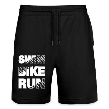 Triathlon Swim Bike Run Marathon - Stanley/Stella Trainer Unisex Organic Jogging Shorts - black - Front - Nik (191cm) & Marisol (170cm)