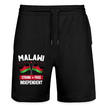Malawi - Stanley/Stella Trainer Unisex Organic Jogging Shorts - black - Front - Nik (191cm) & Marisol (170cm)