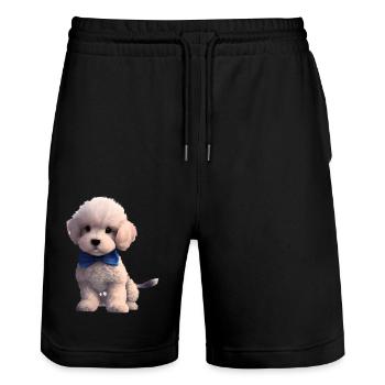 Dog owner Poodle with bow tie Dog puppy Poodle puppy - Stanley/Stella Trainer Unisex Organic Jogging Shorts - black - Front - Nik (191cm) & Marisol (170cm)