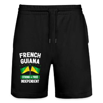 Guyane française - Short de jogging bio TRAINER Stanley/Stella unisexe - noir - Devant - Nik (191cm) & Marisol (170cm)