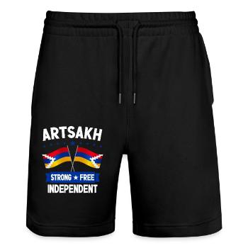 Arzach - Stanley/Stella Unisex Bio Joggingshorts Trainer  - Schwarz - Vorne - Nik (191cm) & Marisol (170cm)