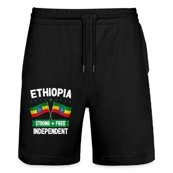 Ethiopia - Stanley/Stella Trainer Unisex Organic Jogging Shorts - black - Front - Nik (191cm) & Marisol (170cm)