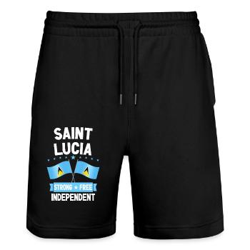 Saint Lucia - Stanley/Stella Trainer Unisex Organic Jogging Shorts - black - Front - Nik (191cm) & Marisol (170cm)