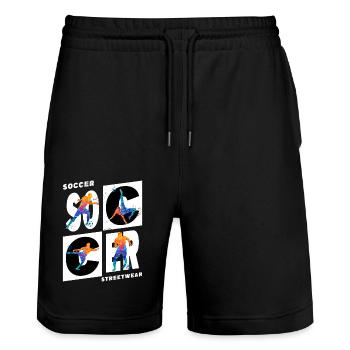 Joueur de football Joueur de football Fan Club sportif - Short de jogging bio TRAINER Stanley/Stella unisexe - noir - Devant - Nik (191cm) & Marisol (170cm)