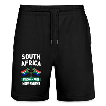 Afrique du Sud - Short de jogging bio TRAINER Stanley/Stella unisexe - noir - Devant - Nik (191cm) & Marisol (170cm)