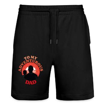 To My Adventurous Dad , Happy Fathers Day - Stanley/Stella Trainer Unisex Organic Jogging Shorts - black - Front - Nik (191cm) & Marisol (170cm)