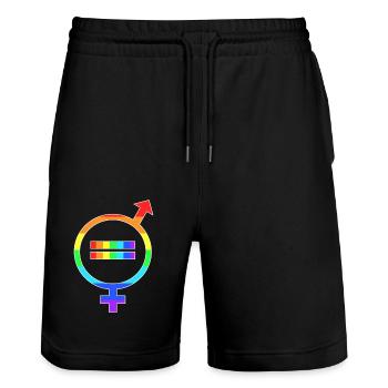 Symbole de genre LGTBQ+ Arc-en-ciel - Short de jogging bio TRAINER Stanley/Stella unisexe - noir - Devant - Nik (191cm) & Marisol (170cm)