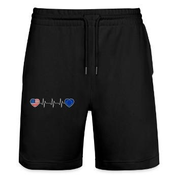 Europäische Union - Stanley/Stella Unisex Bio Joggingshorts Trainer  - Schwarz - Vorne - Nik (191cm) & Marisol (170cm)