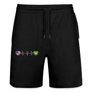 Jamaica - Stanley/Stella Trainer Unisex Organic Jogging Shorts - black - Front - Nik (191cm) & Marisol (170cm)