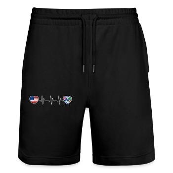 Britisches Territorium im Indischen Ozean - Stanley/Stella Unisex Bio Joggingshorts Trainer  - Schwarz - Vorne - Nik (191cm) & Marisol (170cm)