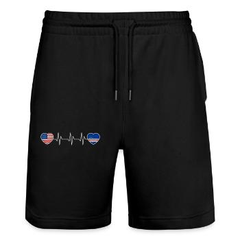 Cap Vert - Short de jogging bio TRAINER Stanley/Stella unisexe - noir - Devant - Nik (191cm) & Marisol (170cm)