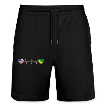Guyane française - Short de jogging bio TRAINER Stanley/Stella unisexe - noir - Devant - Nik (191cm) & Marisol (170cm)