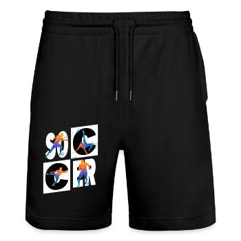 Soccer Soccer Player Soccer Player Sports Fan Club - Stanley/Stella Trainer Unisex Organic Jogging Shorts - black - Front - Nik (191cm) & Marisol (170cm)