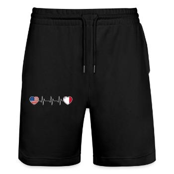 Malta - Stanley/Stella Unisex Bio Joggingshorts Trainer  - Schwarz - Vorne - Nik (191cm) & Marisol (170cm)