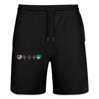 Macau - Stanley/Stella Unisex Bio Joggingshorts Trainer  - Schwarz - Vorne - Nik (191cm) & Marisol (170cm)