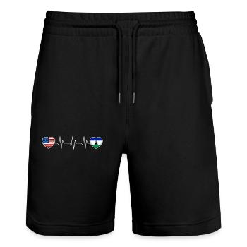 Lesotho - Stanley/Stella Unisex Bio Joggingshorts Trainer  - Schwarz - Vorne - Nik (191cm) & Marisol (170cm)