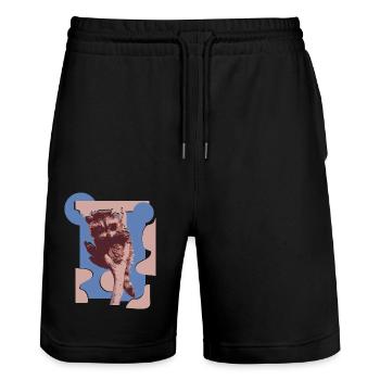 Wildtiere - Stanley/Stella Unisex Bio Joggingshorts Trainer  - Schwarz - Vorne - Nik (191cm) & Marisol (170cm)
