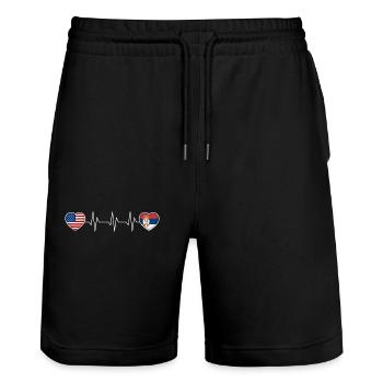 Serbie - Short de jogging bio TRAINER Stanley/Stella unisexe - noir - Devant - Nik (191cm) & Marisol (170cm)