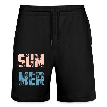 Summer | Summer Season - Stanley/Stella Trainer Unisex Organic Jogging Shorts - black - Front - Nik (191cm) & Marisol (170cm)