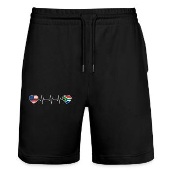 Afrique du Sud - Short de jogging bio TRAINER Stanley/Stella unisexe - noir - Devant - Nik (191cm) & Marisol (170cm)