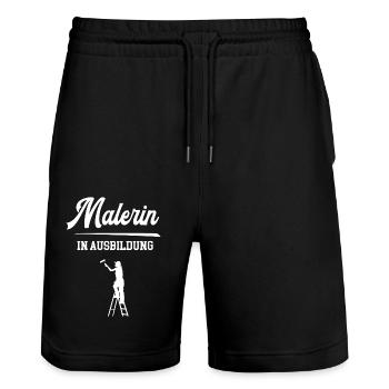 Ausbildung Malerin Azubine Malerei Lehrling Azubi - Stanley/Stella Unisex Bio Joggingshorts Trainer  - Schwarz - Vorne - Nik (191cm) & Marisol (170cm)