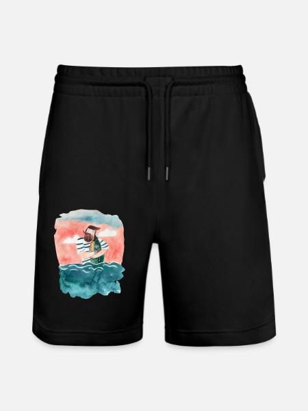 Seemann liebt Fisch - Stanley/Stella Unisex Bio Joggingshorts Trainer  - Schwarz