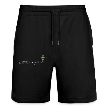 Ethiopia - Stanley/Stella Trainer Unisex Organic Jogging Shorts - black - Front - Nik (191cm) & Marisol (170cm)