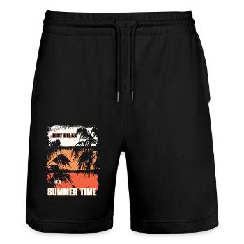 Just Relax It´s Summer Time - Stanley/Stella Unisex Bio Joggingshorts Trainer  - Schwarz - Vorne - Nik (191cm) & Marisol (170cm)