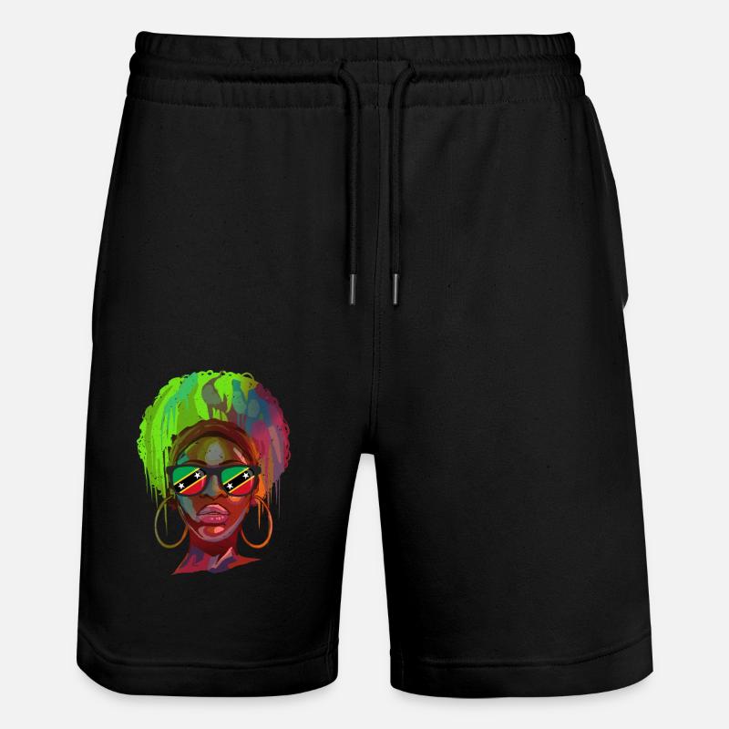 Saint Kitts et Nevis - Short de jogging bio TRAINER Stanley/Stella unisexe - noir