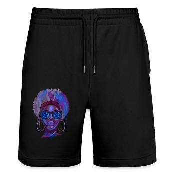Europäische Union - Stanley/Stella Unisex Bio Joggingshorts Trainer  - Schwarz - Vorne - Nik (191cm) & Marisol (170cm)