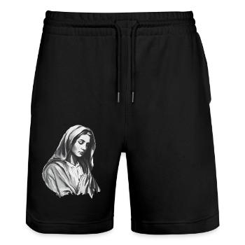 Holly Mary Maria Madonna Mariana Virgin Mary Holy - Stanley/Stella Trainer Unisex Organic Jogging Shorts - black - Front - Nik (191cm) & Marisol (170cm)