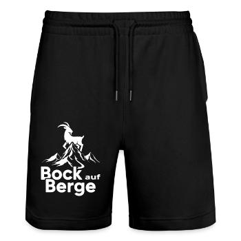 Bergwandern alpin Bergsteiger Gipfel Bergtour - Stanley/Stella Unisex Bio Joggingshorts Trainer  - Schwarz - Vorne - Nik (191cm) & Marisol (170cm)