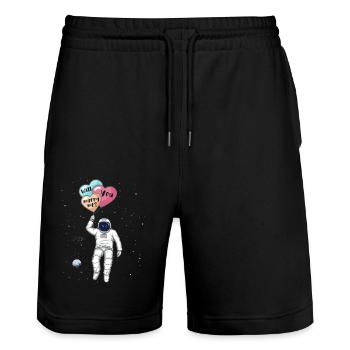 Est-ce que tu m’épouses, astronaute dans l’espace - Short de jogging bio TRAINER Stanley/Stella unisexe - noir - Devant - Nik (191cm) & Marisol (170cm)
