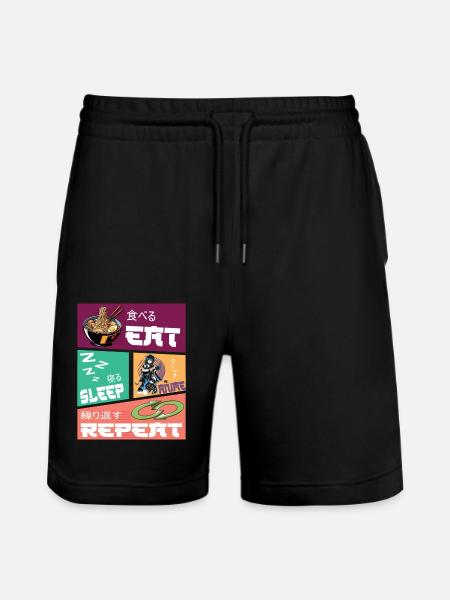 Eat Sleep Anime Repeat - Stanley/Stella Trainer Unisex Organic Jogging Shorts - black