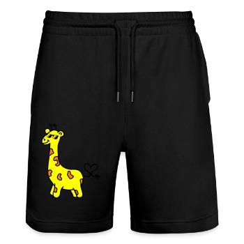 giraffe cool - Stanley/Stella Trainer Unisex Organic Jogging Shorts - black - Front - Nik (191cm) & Marisol (170cm)