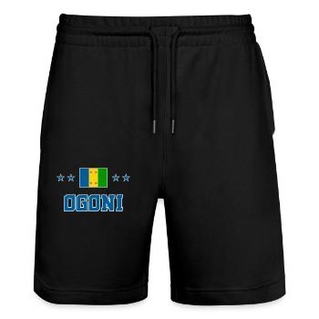 Ogoni - Stanley/Stella Trainer Unisex Organic Jogging Shorts - black - Front - Nik (191cm) & Marisol (170cm)