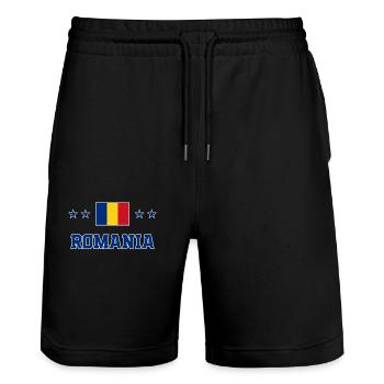 Roumanie - Short de jogging bio TRAINER Stanley/Stella unisexe - noir - Devant - Nik (191cm) & Marisol (170cm)