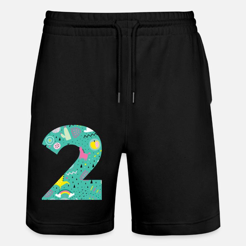 Personalized Birthday Number 2 - Stanley/Stella Trainer Unisex Organic Jogging Shorts - black