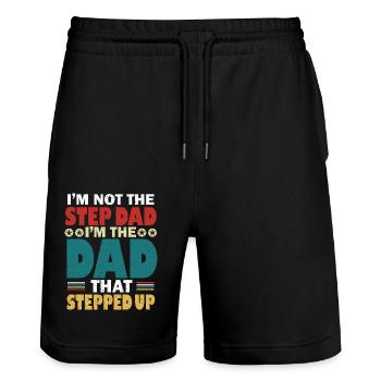 I'm Not The Step Dad I'm The Dad That Stepped Up - Stanley/Stella Trainer Unisex Organic Jogging Shorts - black - Front - Nik (191cm) & Marisol (170cm)