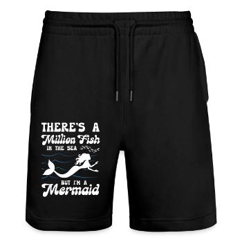 There is A Million Fish But I Am Mermaid - Stanley/Stella Unisex Bio Joggingshorts Trainer  - Schwarz - Vorne - Nik (191cm) & Marisol (170cm)